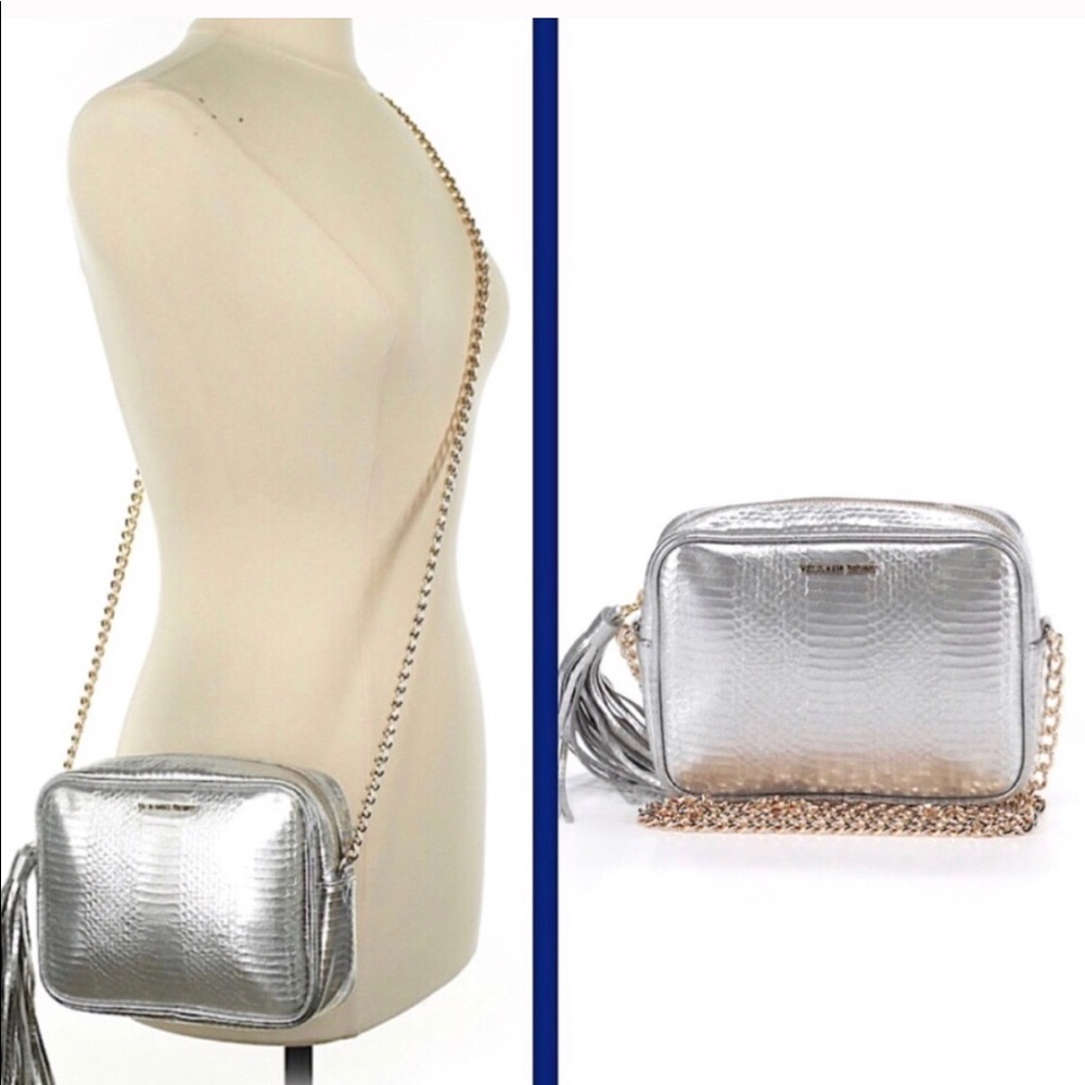 NWT Victorias Secret Silver Metallic crossbody Bag